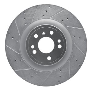 Mercedes-Benz GL350 Brake Rotor (1) - Front Left - R1 Concepts - Drilled & Slotted - Silver - `13-`19
